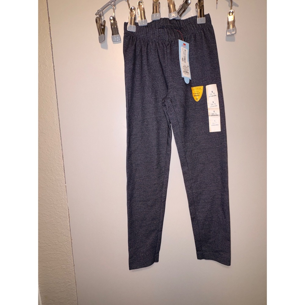 Cat & Jack Girls Navy Blue Textured Knit Leggings Durable Knee Size S 6-6X NEW